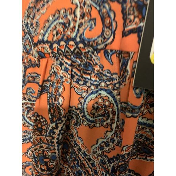 JONES NEW YORK Size Small Petite Blouse Orange Paisley Print NWT $70 - Picture 9 of 12